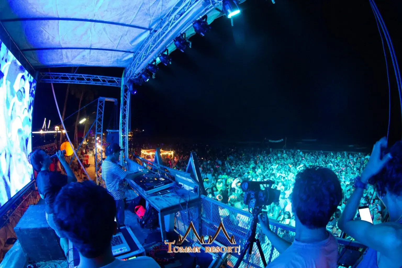 A DJ stage at the full moon party A DJ stage at the full moon party